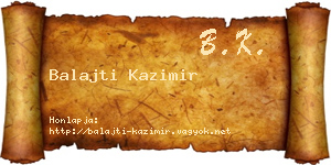 Balajti Kazimir névjegykártya